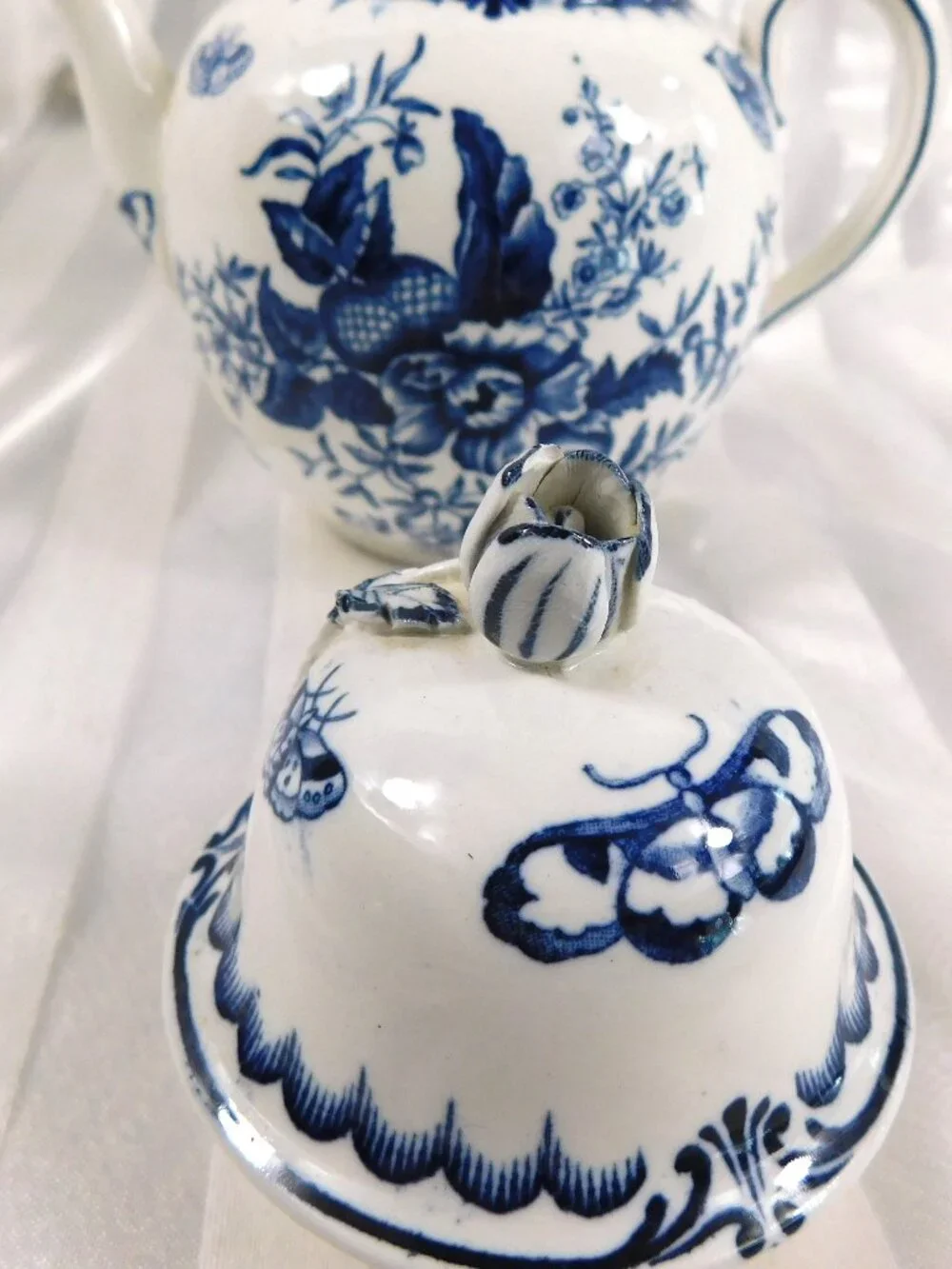 White and Blue Teapot in Blue Sprays  # 27091
